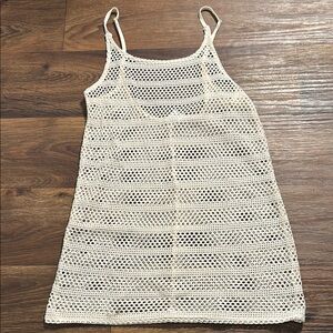 Crochet Knit Swim Coverup - Cream